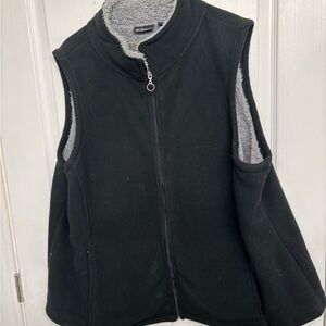 Erika Woman Black  Zip Up Vest with Gray Fleece Lining Size 2X